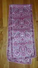 Ornate Red Pink Paisley Oblong Scarf 52"