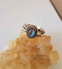 Solid 925 Sterling Silver Natural Labradorite Ring Gemstone Gift For Her A 8