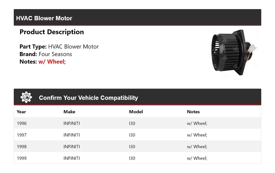 Motor soplador de climatización Infiniti I30 1996-1999 4 estaciones 1997 1998 Foto 2 de 4