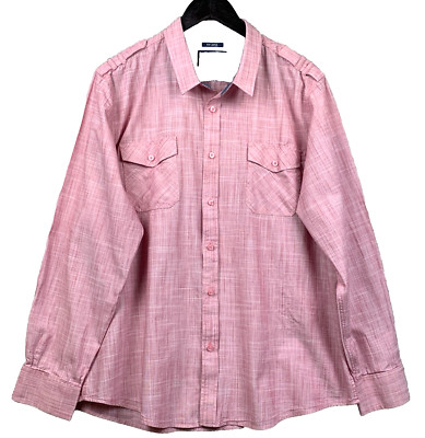 AMERICAN RAG Button Up Shirt Mens Size Extra Extra Large Red Flap Pockets Modern