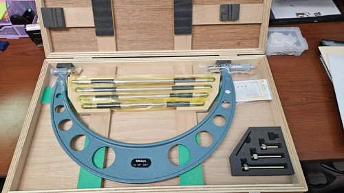MITUTOYO COMPLETE 12-16" INTERCHANGABLE ANVIL MICROMETER .001" + CASE 104-152
