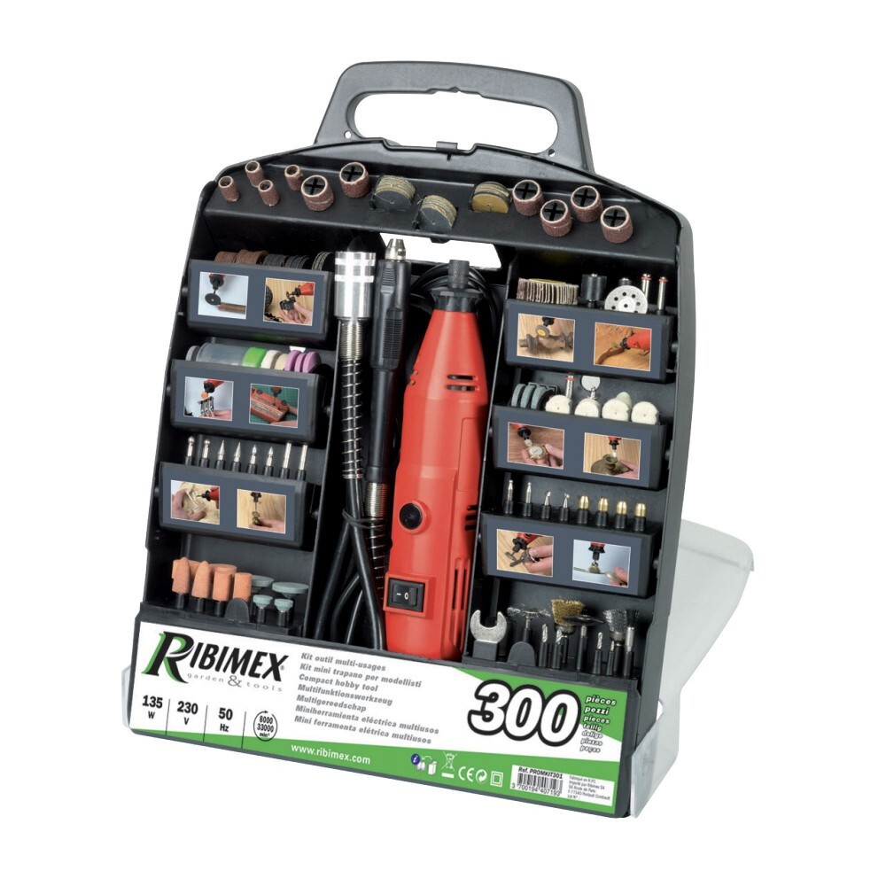 KIT DREMEL MINI TRAPANO ROTATIVO 135W MULTIUTENSILE 300pz RIBIMEX