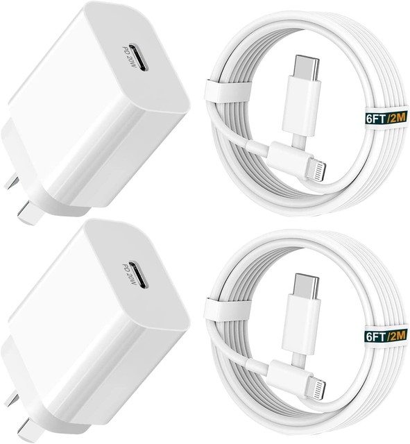 2-Pack 20W iPhone USB C Charger iPhone Charger with Cable USB-C to Lightning 2-Pack 20W iPhone USB C Charger iPhone Charger with Cable USB-C to Lightning