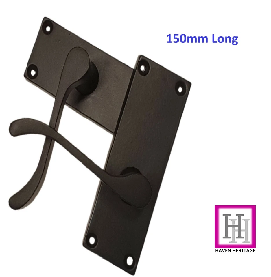 Door Handles Matt Black Lever Latch Door Pack Victorian Scroll - 150mm x 43mm - Image 4 of 4