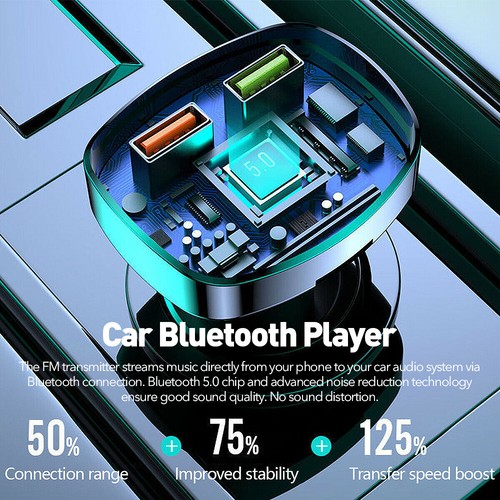 Car Wireless Bluetooth 5.0 FM Transmitter USB FM Radio Adapter MP3 Music Player - Picture 12 of 15