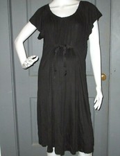 NWT black GAP MATERNITY dress L knit PLEATED NECK tie front FLUTTER sleeve NEW