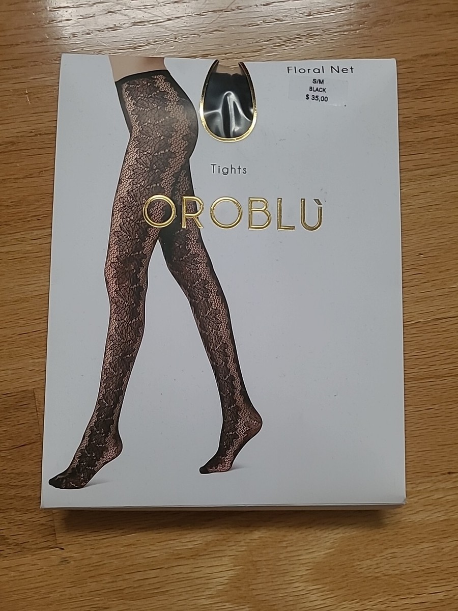 OROBLU Floral Net Tights Black Size S/M