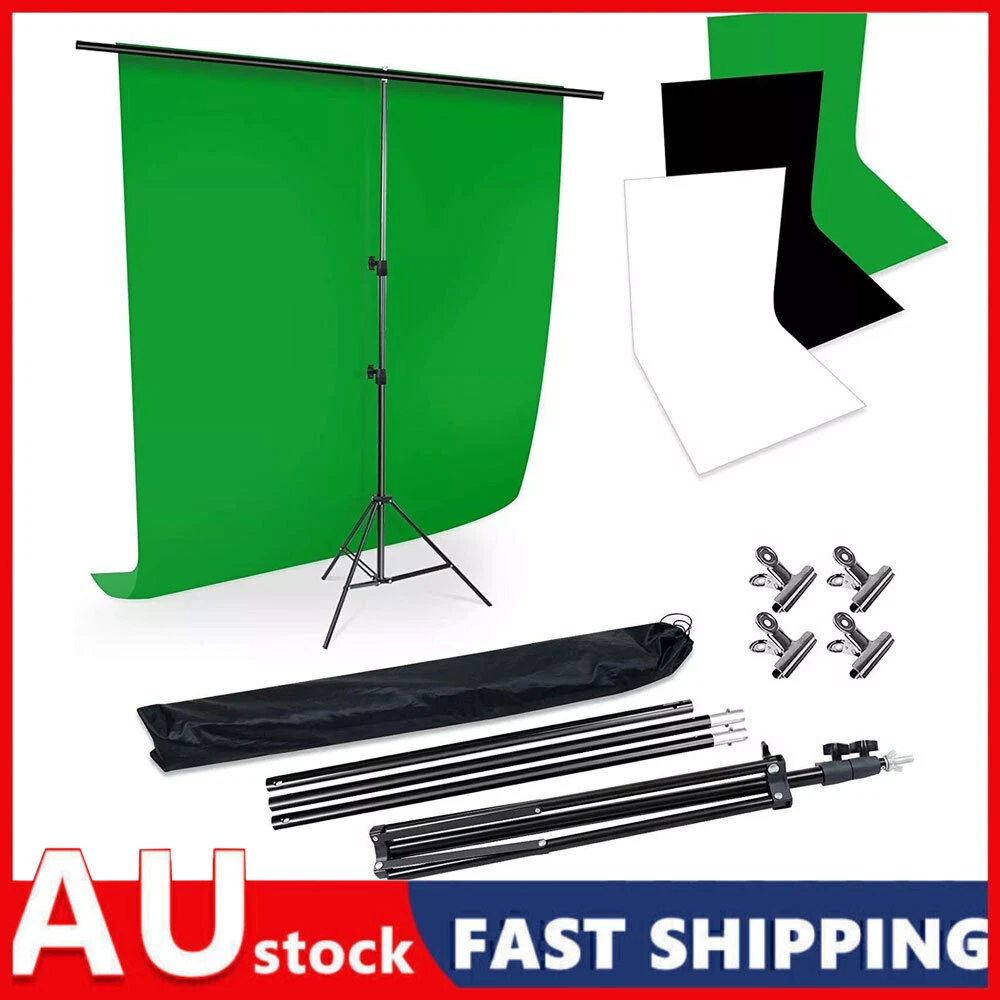 2X3M Backdrop Stand Kit Studio Black White Green Screen Photo Background+4 Clips - Picture 1 of 7
