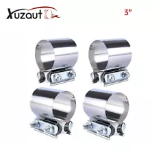 4Pcs 3 Inch Butt Joint Band Exhaust Clamp Sleeve Coupler T304 Stainless Steel 