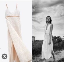 Zara ecru limited edition  cutwork embroidery midi dress size S BNWT RRP £79.99
