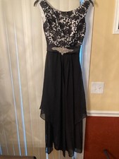 Unbranded -Sleeveless Embellished Waist, Lace Long Gown , Size : S 4-6 ,Black