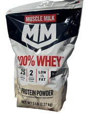 Muscle Milk 100% Whey Protein Powder Vanilla 5lbs 66 svgs 25g Protein check BB!