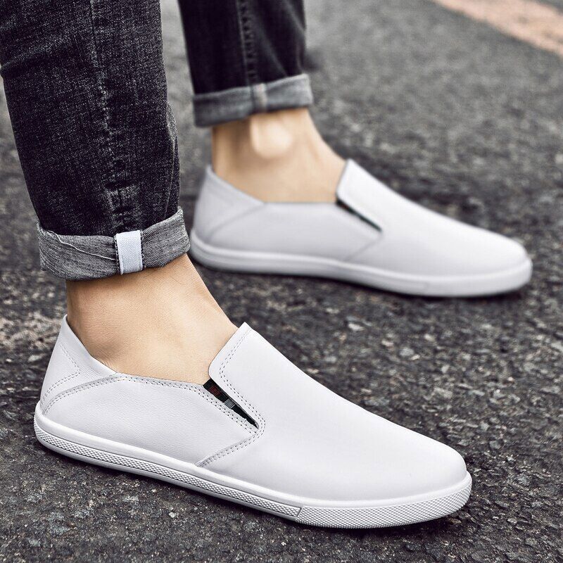 White Loafers Men Genuine Leather Shoes Shoes Fashion  display picture 3