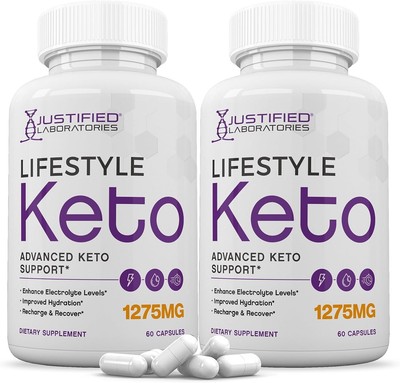 (2 Pack) Lifestyle Keto Pills 1275MG New Contains Apple Cider Vinegar Extra Vir