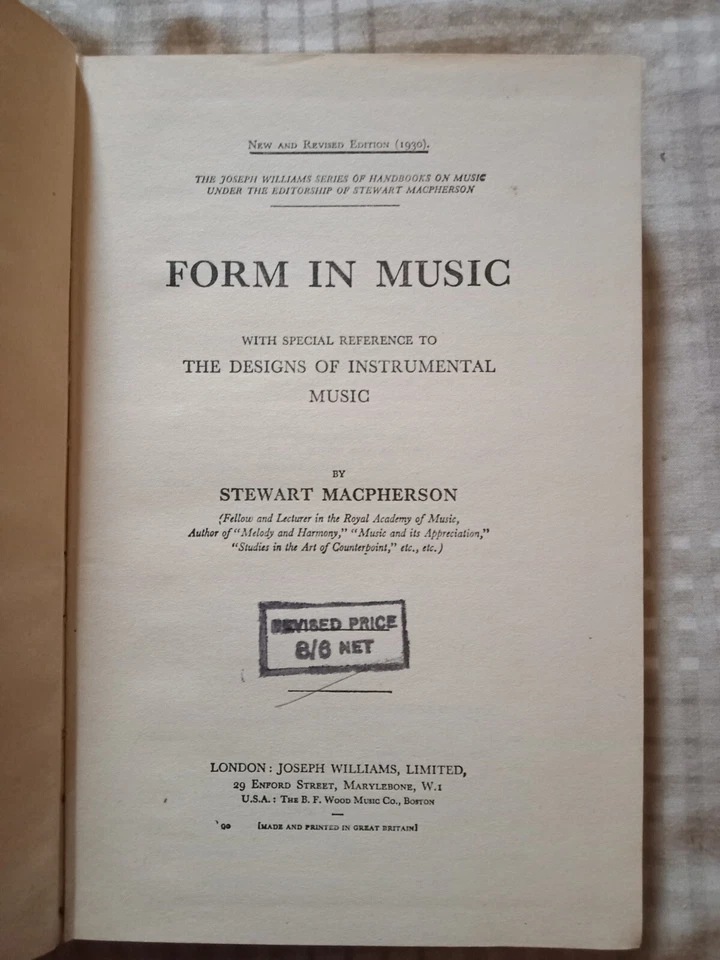 Form In Music By Stewart Macpherson 1930 1st Edition Hardback Vintage Book - Image 3 of 4