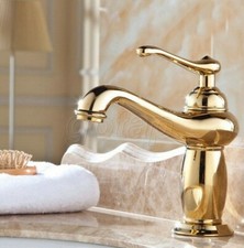 Luxury Gold Color Brass Bathroom Faucet Single Handle Hole Vanity Sink Mixer Tap