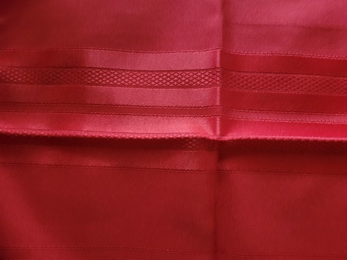 VTG 80s Lot/Set 6 Red Satin Cloth Stripe Napkins Formal Christmas Holiday Love - Picture 5 of 6