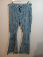 PANHANDLE SLIM Jeans Rock  Roll Cowgirl Women's Button Bells Aztec Print High R