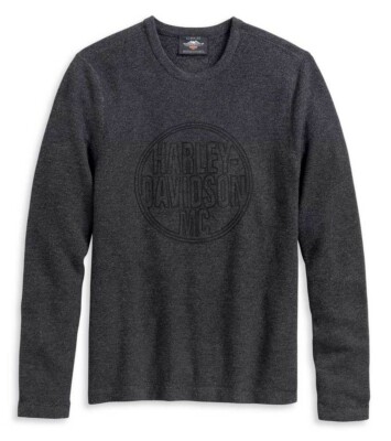 Harley-Davidson Circle Stitched Logo Pullover Waffle Knit Gray