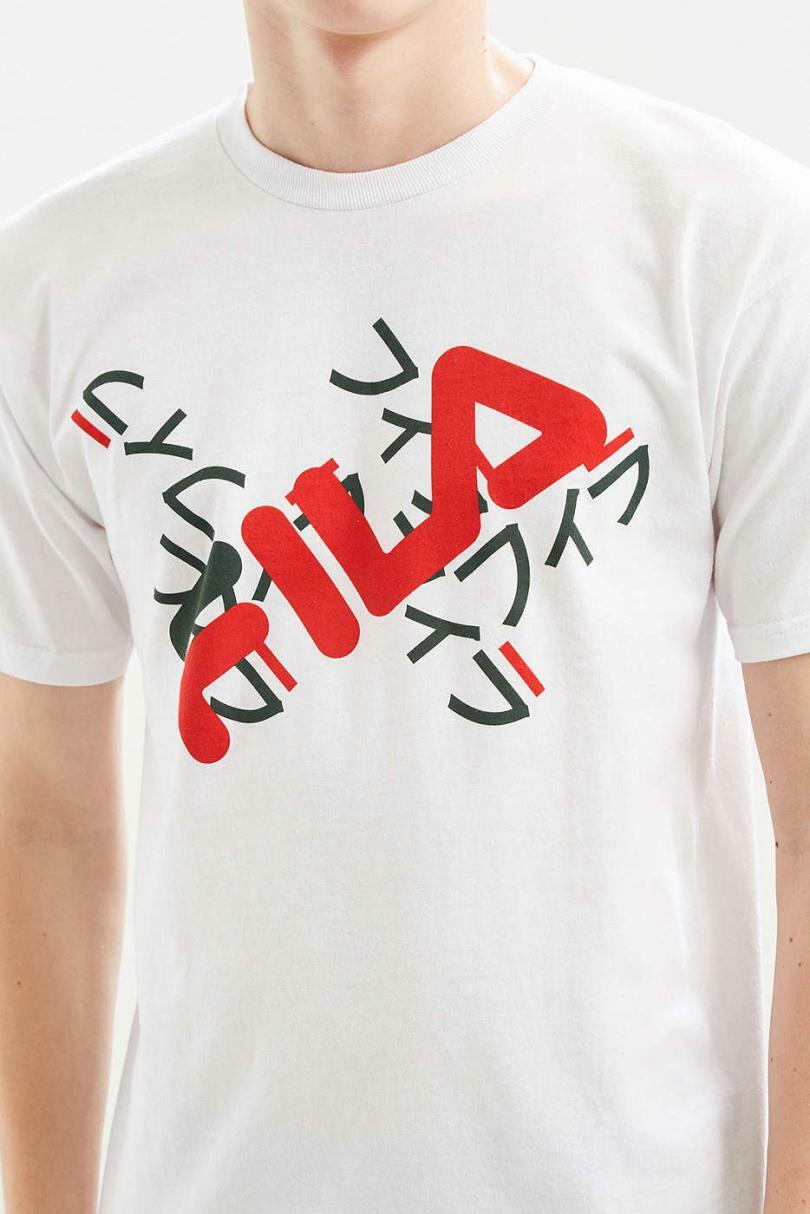 T shirt FILA logo retrò giapponese 100% cotone unisex NUOVA