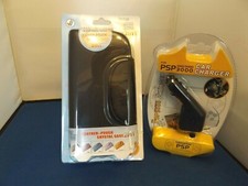 LEATHER POUCH & CRYSTAL CASE PSP 2000/3000 + PSP CAR CHARGER 1000/2000/3000 NEW