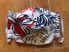 100 Cotton Custom Handmade Red, White , Blue Flower Fabric Washable Face Mask