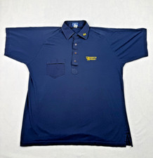 La Mode VTG Polo Shirt Mens Medium Blue Short Sleeve Golf Michigan USA Made