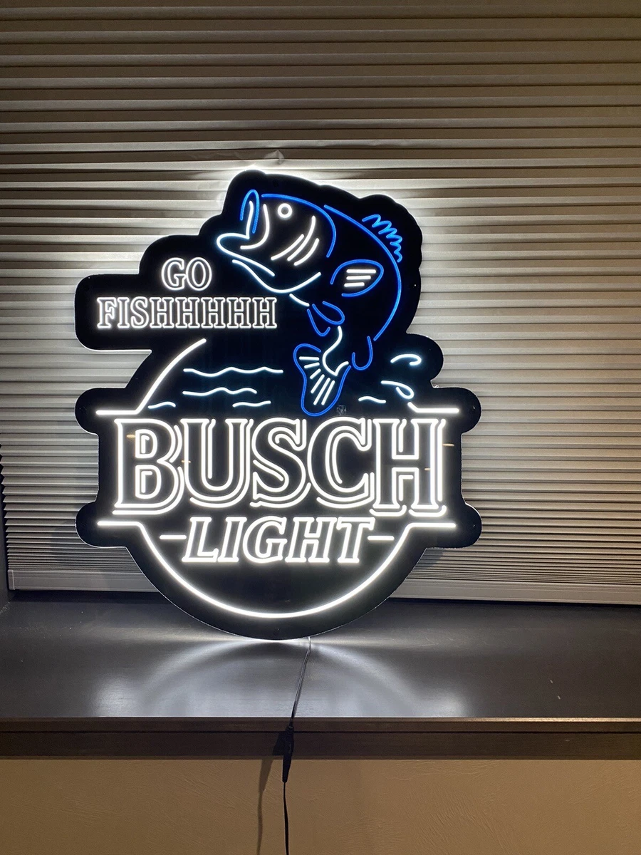 BUSCH LIGHT GO FISH LED BEER BAR SIGN BASS FISHING ~ BRAND NEW