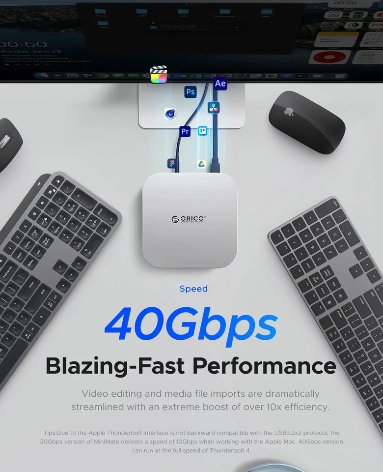 ORICO External SSD Storage Expansion 40Gbps 20Gbps Desktop Dock for MacMini 4 - Image 2 of 4