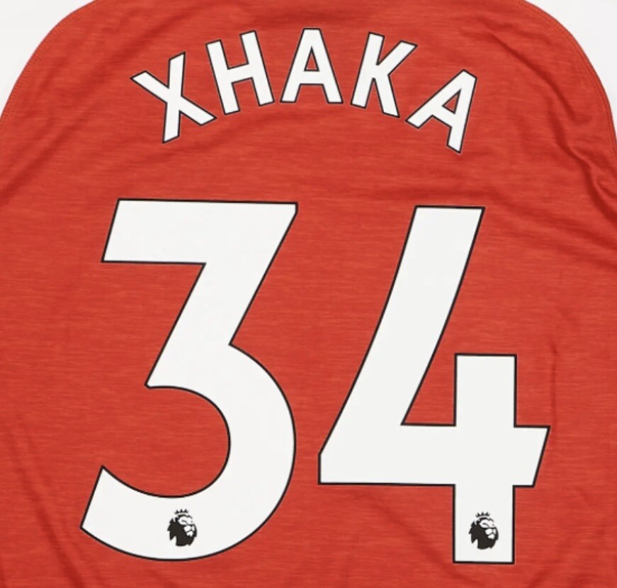 Arsenal XHAKA #34 EPL home name print and number 2018/22 Premier
