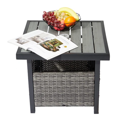 Rattan Wicker Steel Umbrella Side Table Outdoor Furniture Deck Garden Patio- - Picture 8 of 19