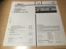 Karman Ghia 1500,  Akkord Z14 6 Volt  Autoradio Zubehörliste / Einbauanleitung 