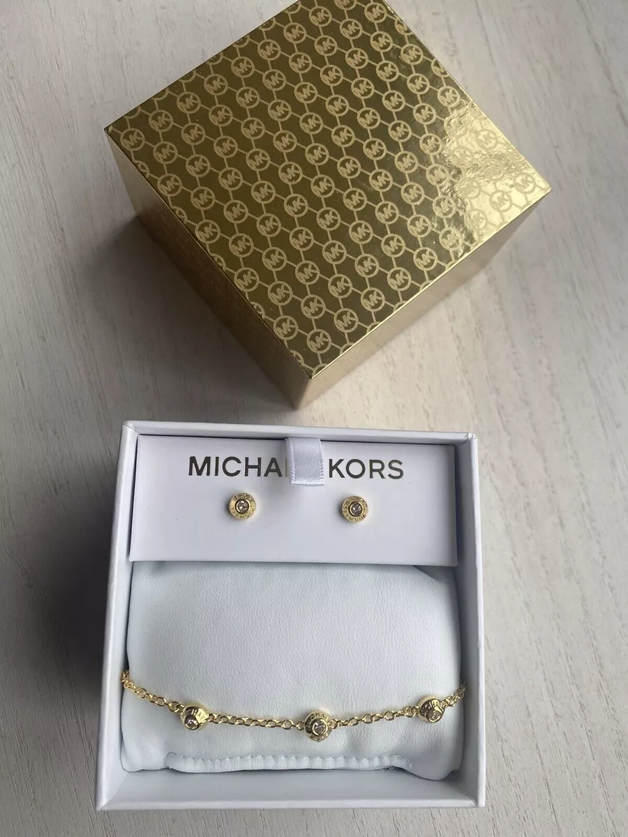 Michael Kors Fashion Gold Tone Brass Bracelet and Earring Set RRP