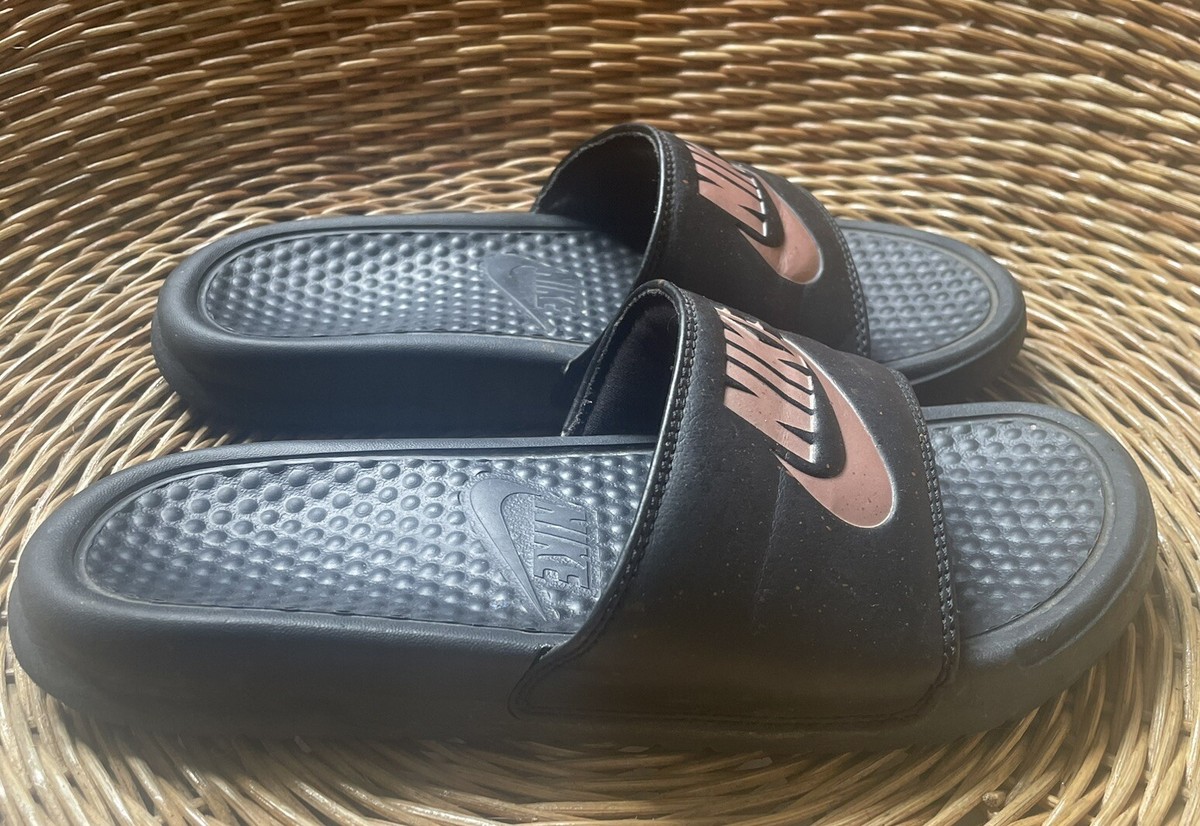 Nike Benassi JDI Women’s Black Pink Swoosh Logo Slides Sliders UK EU  38