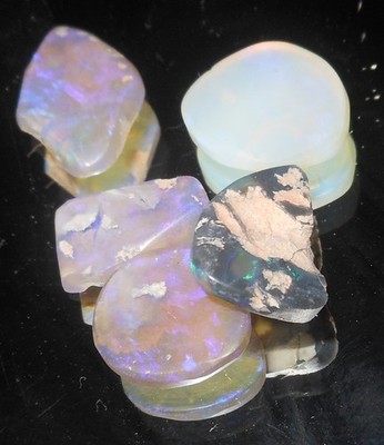 5 Australian Opals Lightning Ridge Rubs Dark base polished mix 6.30ct total