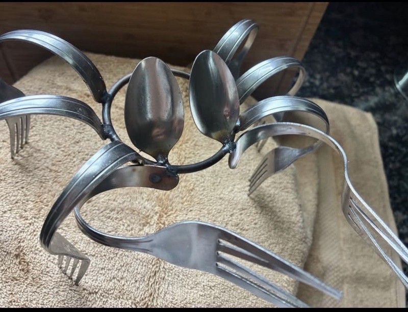 Metal Crab Sculpture Stainless Steel Silverware