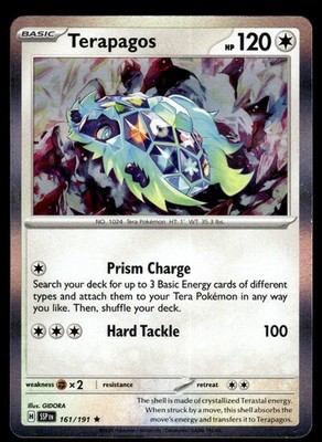 Terapagos 161/191 Rare Surging Sparks Pokemon Holo Moderately Played