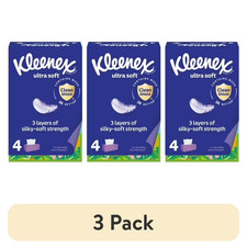  3 pack Kleenex Ultra Soft Facial Tissues, 4 Flat Boxes, 120 Tissues per Box, 3