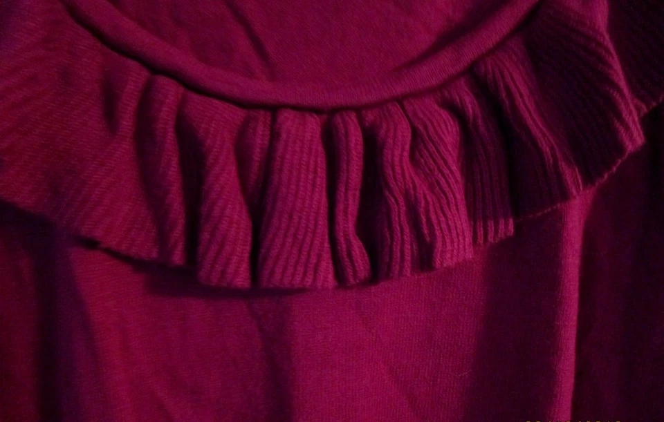 Merona 深红色针织无袖大号胸围 36 38 长度 25 英寸棉质人造丝 — 第 4/4 张图片