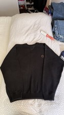 Tommy Hilfiger Black Knit Cotton Pullover Sweater Crew Neck Logo Men's Size L