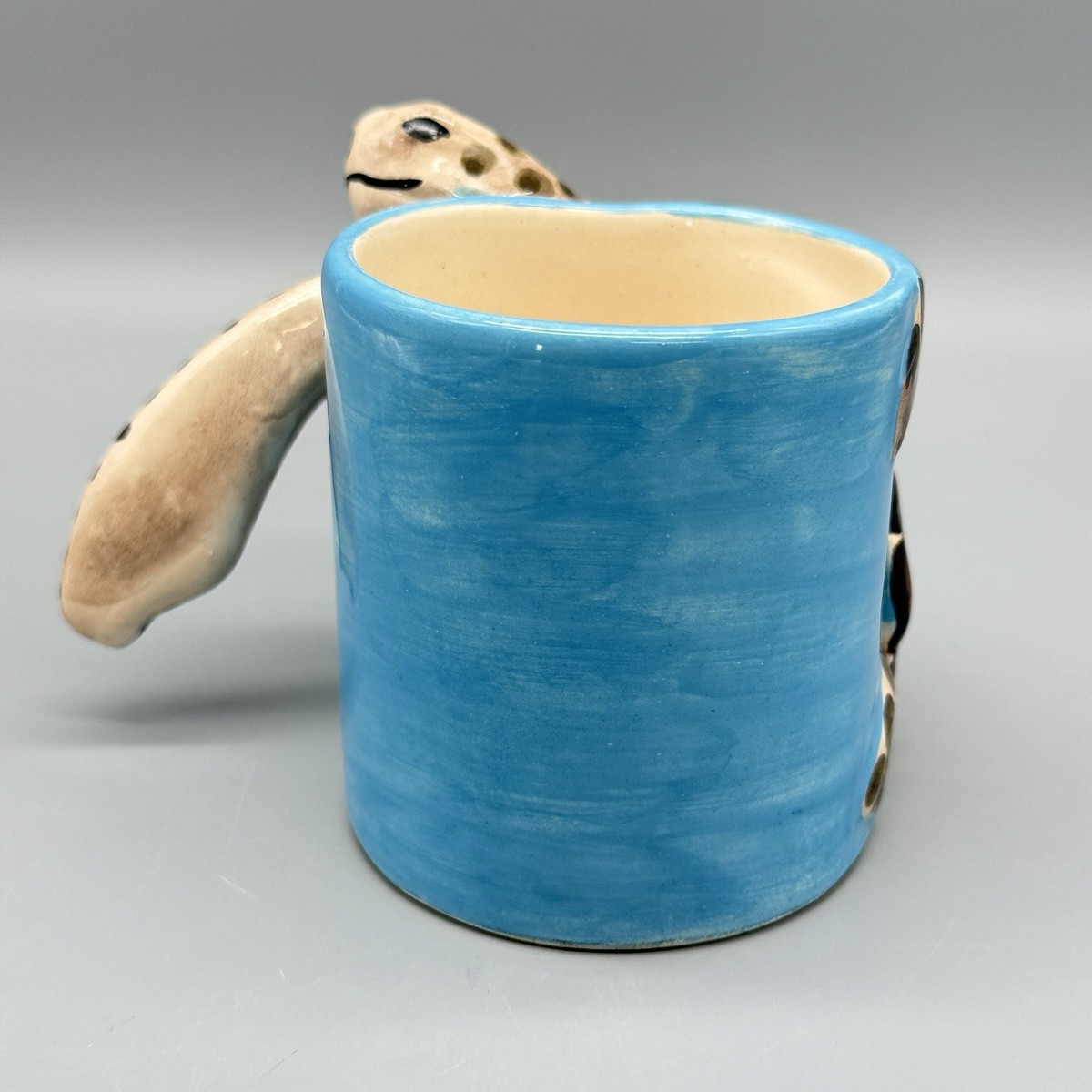 Alba Mexico 3D Sea Turtle Coffee Mug Hand Painted Pottery Blue | eBay