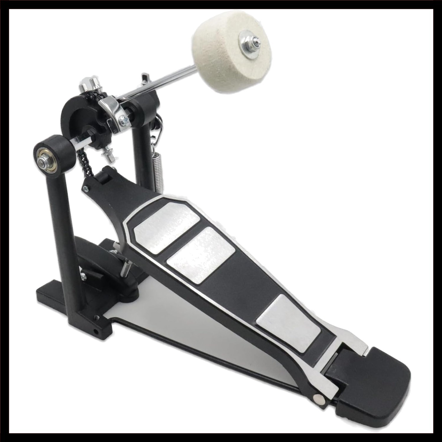 Single Bass Drum Pedal, Chain Drive with Adjustable Beater Head