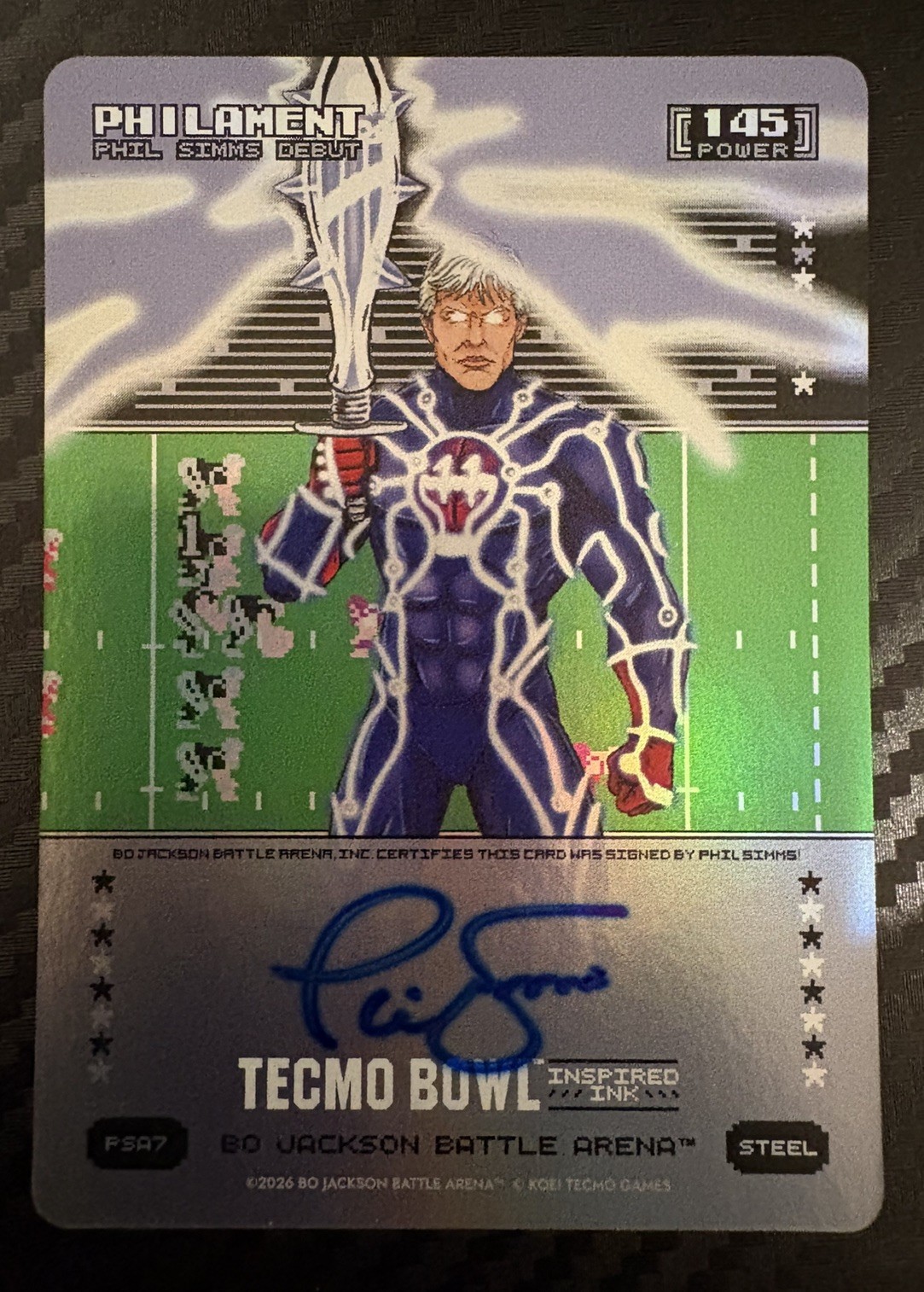 2026 Battle Arena Tecmo Bowl Steel Auto Philament Phil Simms 145 Power