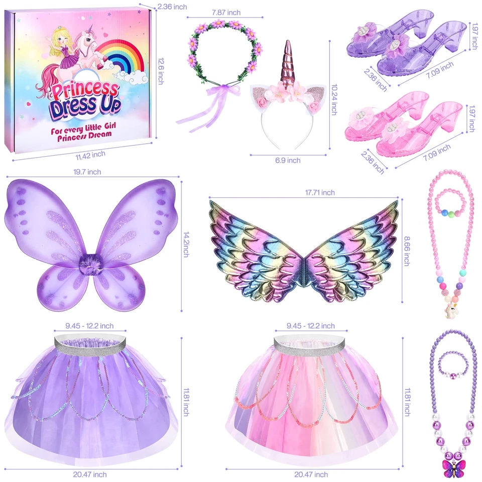 Kit de Disfraz de Hada Unicornio y Flor - Regalo de Vestir para Niños Pequeños 3-8 Foto 2 de 4
