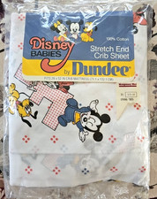 Vintage Disney Babies Crib Sheet ABC Dots Mickey Minnie 1984 Dundee NOS 28 x 52