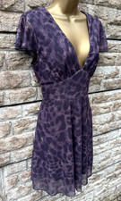 New Ladies Shein Purple Mix Lined Cap Sleeve Skater Style Dress UK M