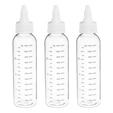3 Pcs 110ml 4oz Plastic Dispensing Bottle with Twist Cap, Transparent/White