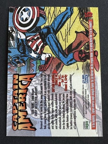 Captain America Card No. 15 - Marvel Masterpieces 1993 NM+ (Buy 3 for Free Ship) - Picture 2 of 3
