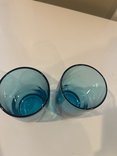 "Dos vasos curvos azul aguamarina de Crystala - 6""" - Imagen 2 de 5