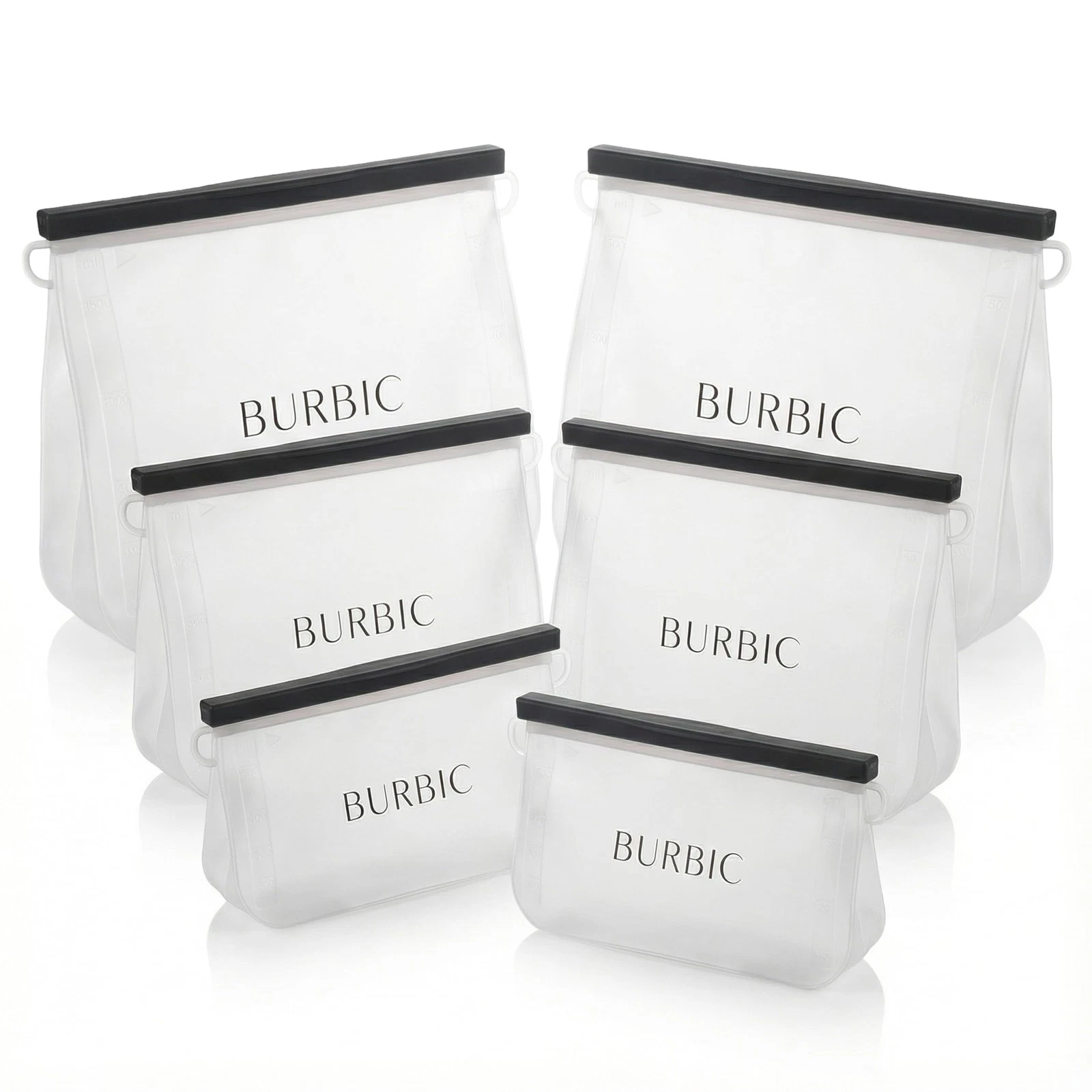 Reusable Silicone Food Storage Bags, 6-Pack – Leakproof & BPA-Free, Dishwashe...